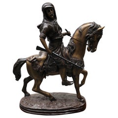 French Bronze Arab on Horseback Orientalist Statue by Barye, 20th Century