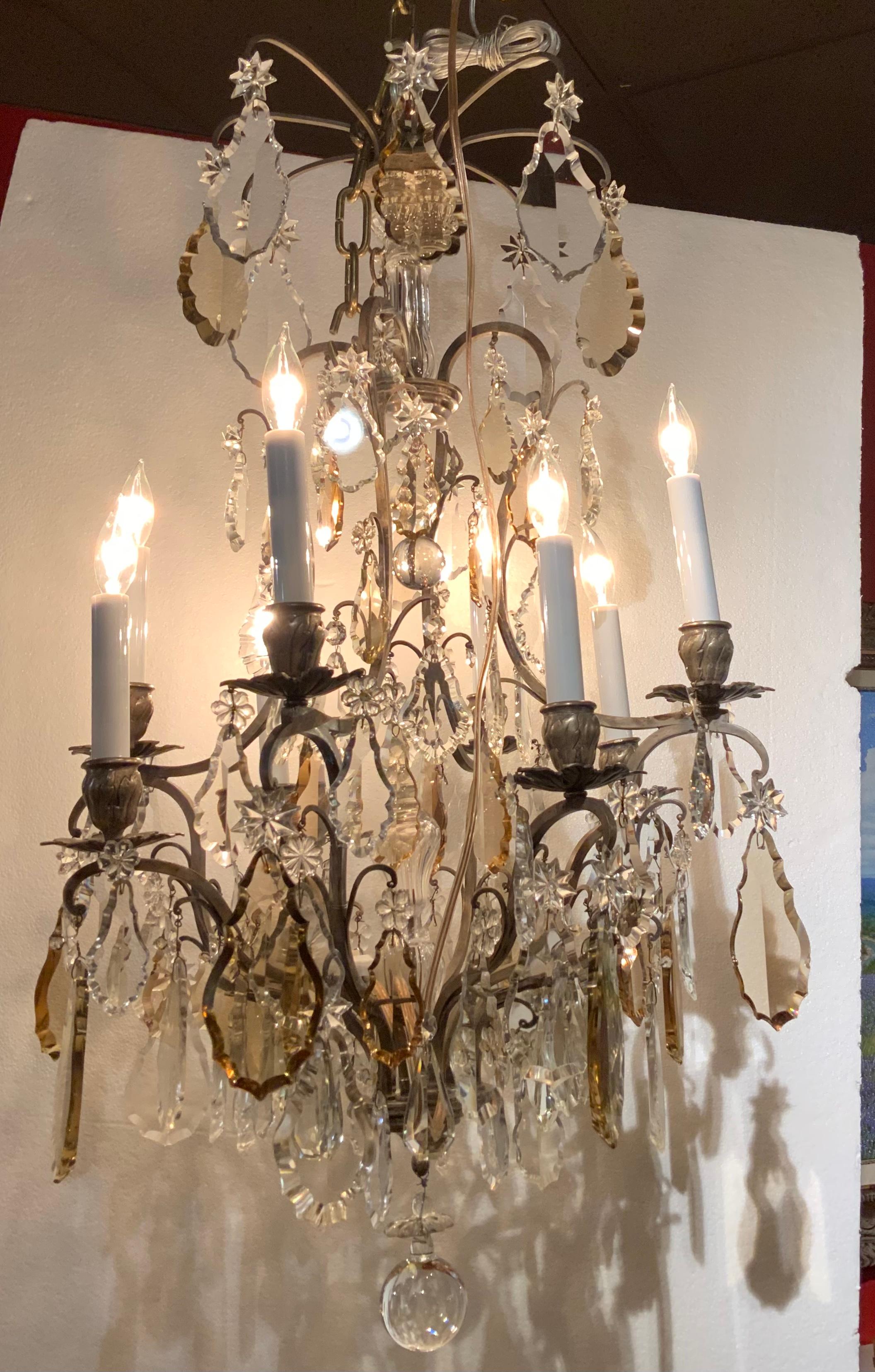 French Bronze Argente and Crystal Chandelier, Louis XIV Style, Eight Lights For Sale 2