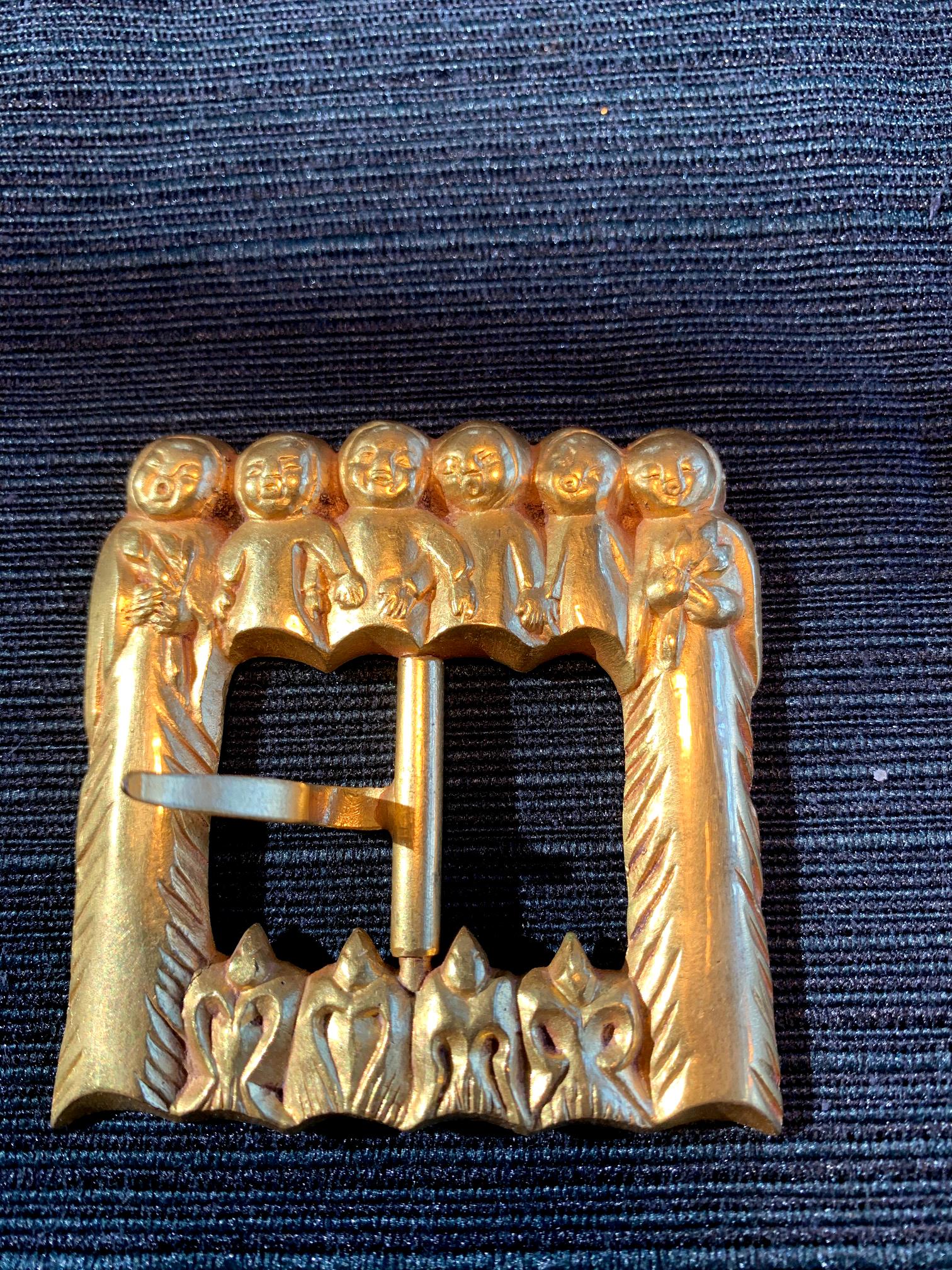 Modern French Bronze Art Buckle Line Vautrin For Sale