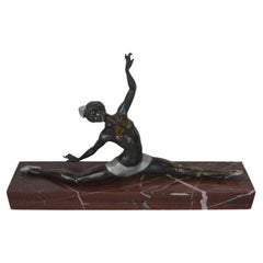 Escultura francesa de bronce Art Déco Bailarina de Marcel Guillemard, c. 1940