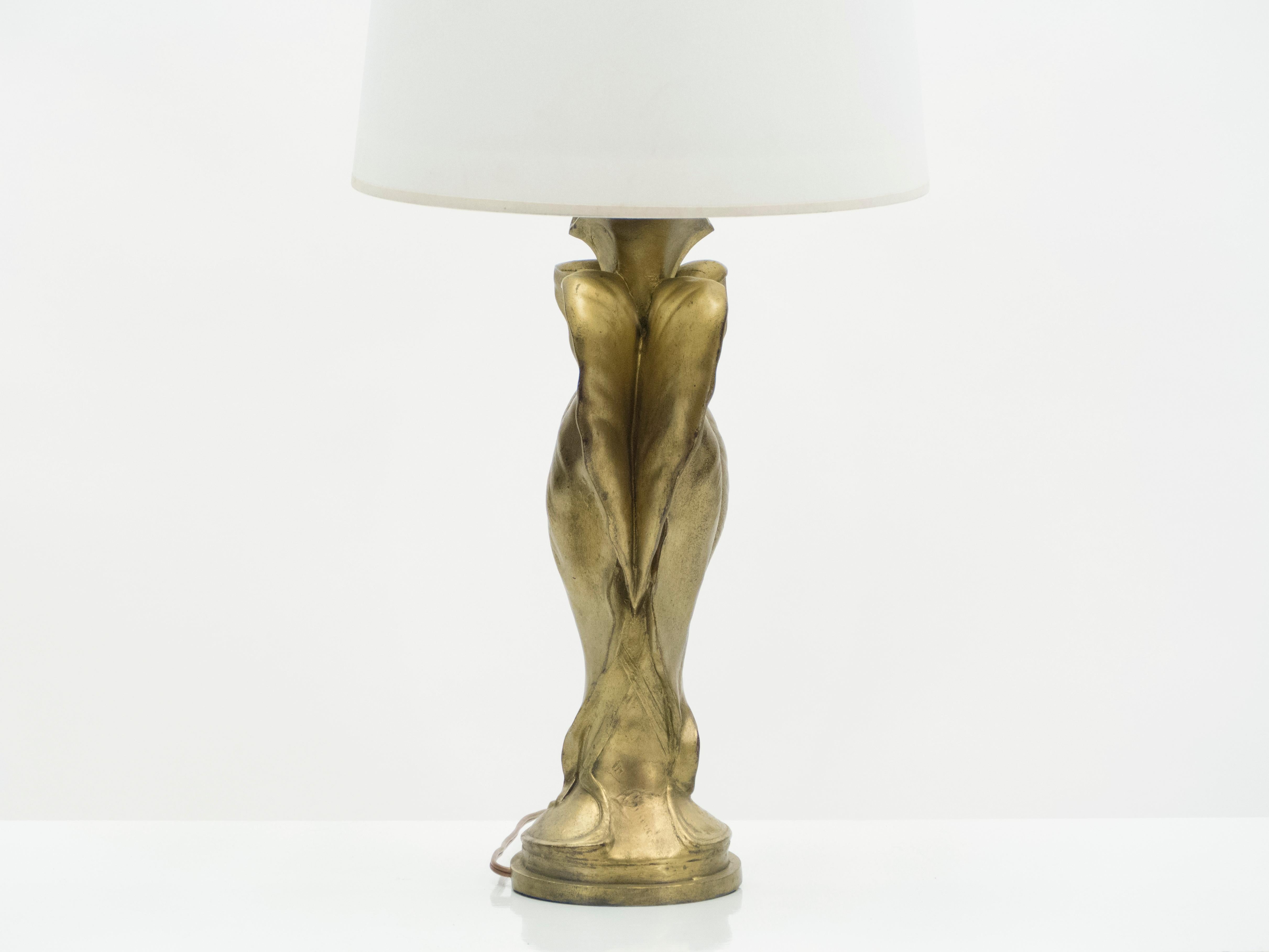 French Bronze Art Deco Brass Lamp, 1920s 3