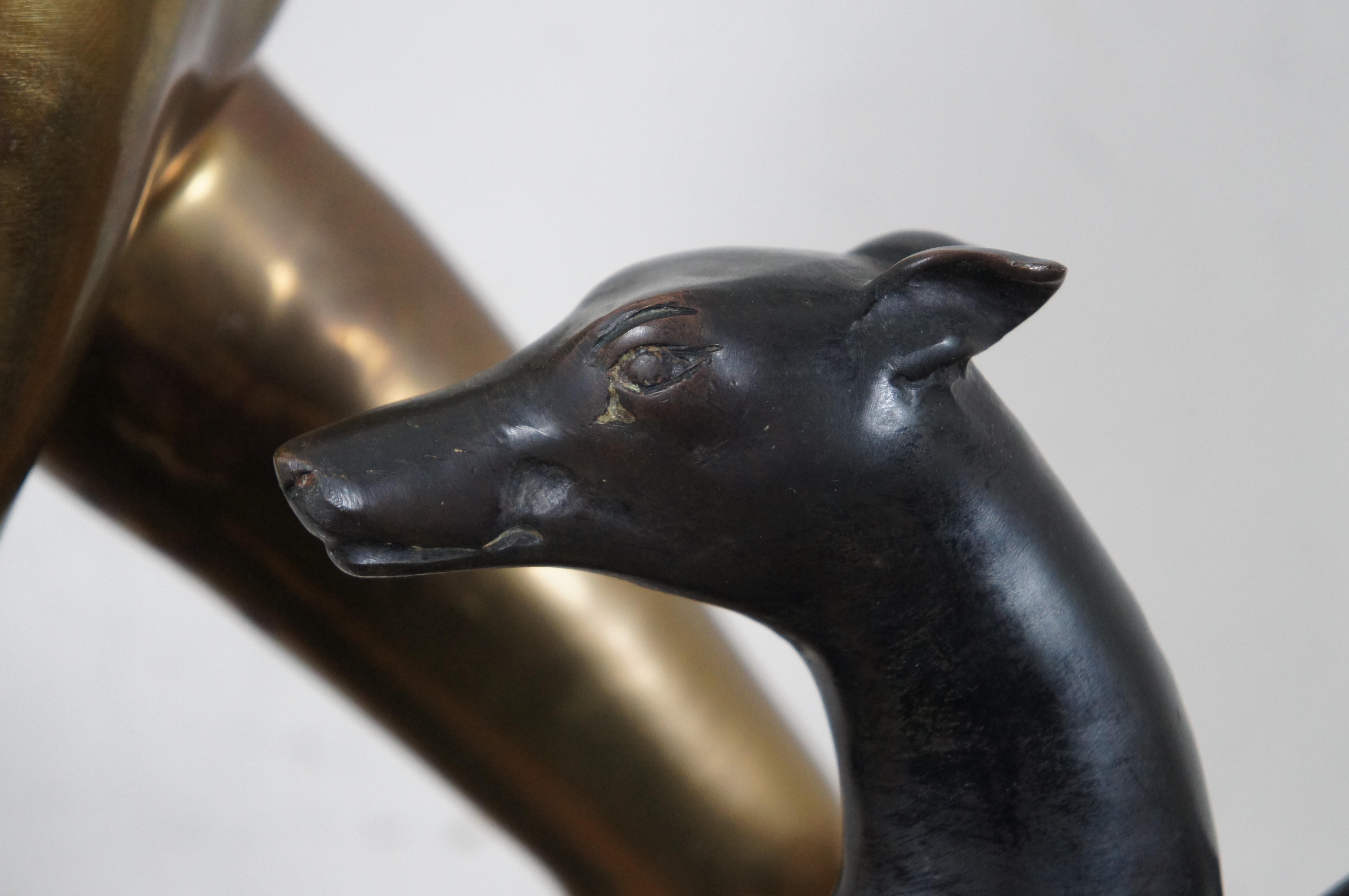 French Bronze Art Deco Diana Artemis Goddess Greyhound Hunt Sculpture For Sale 1