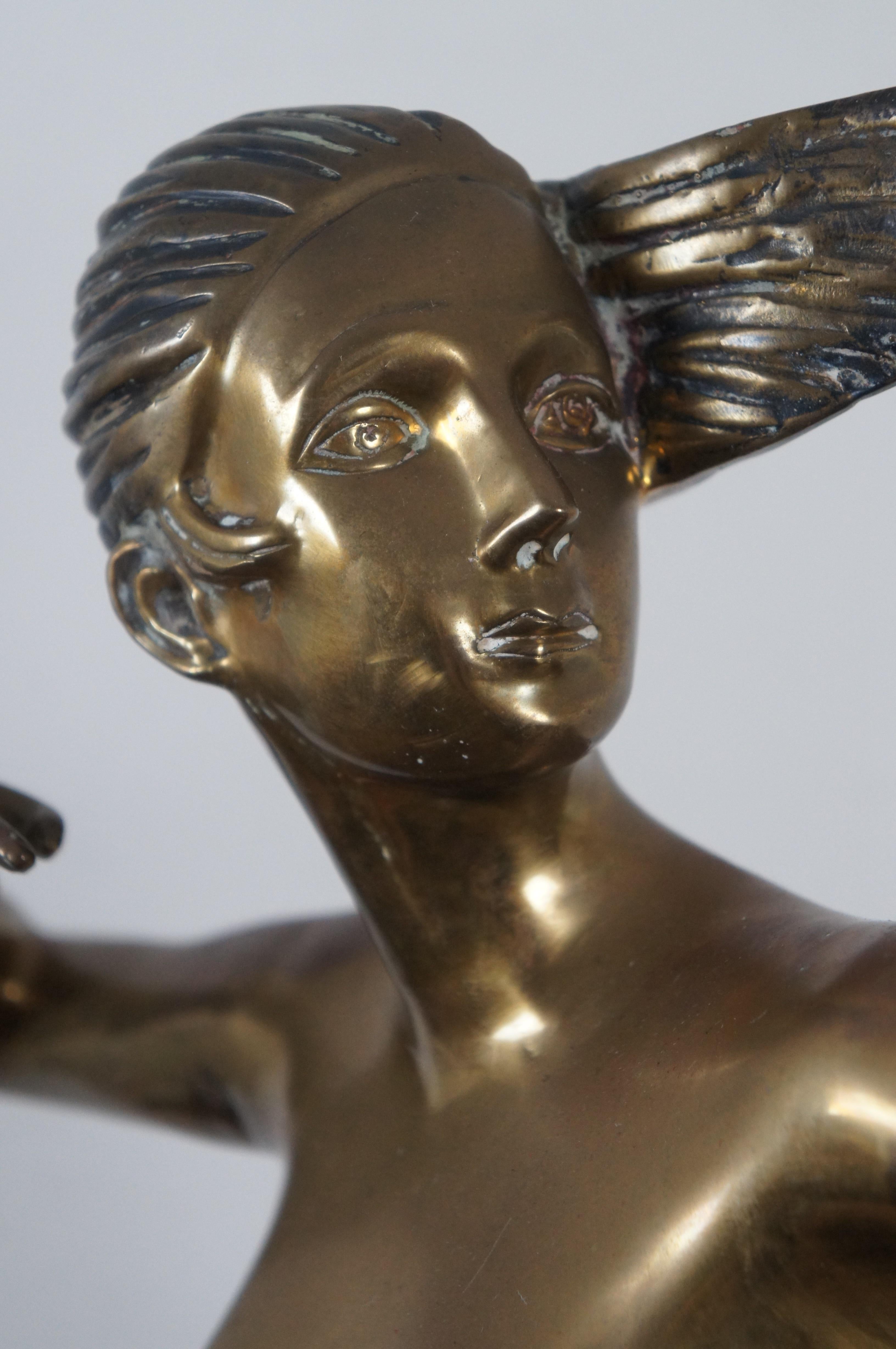 French Bronze Art Deco Diana Artemis Goddess Greyhound Hunt Sculpture For Sale 3