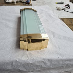 French Bronze Art Deco Modernist Sconce with Gold Finish