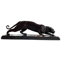 Vintage French Bronze Art Deco Puma Panther Cat Statue Casting