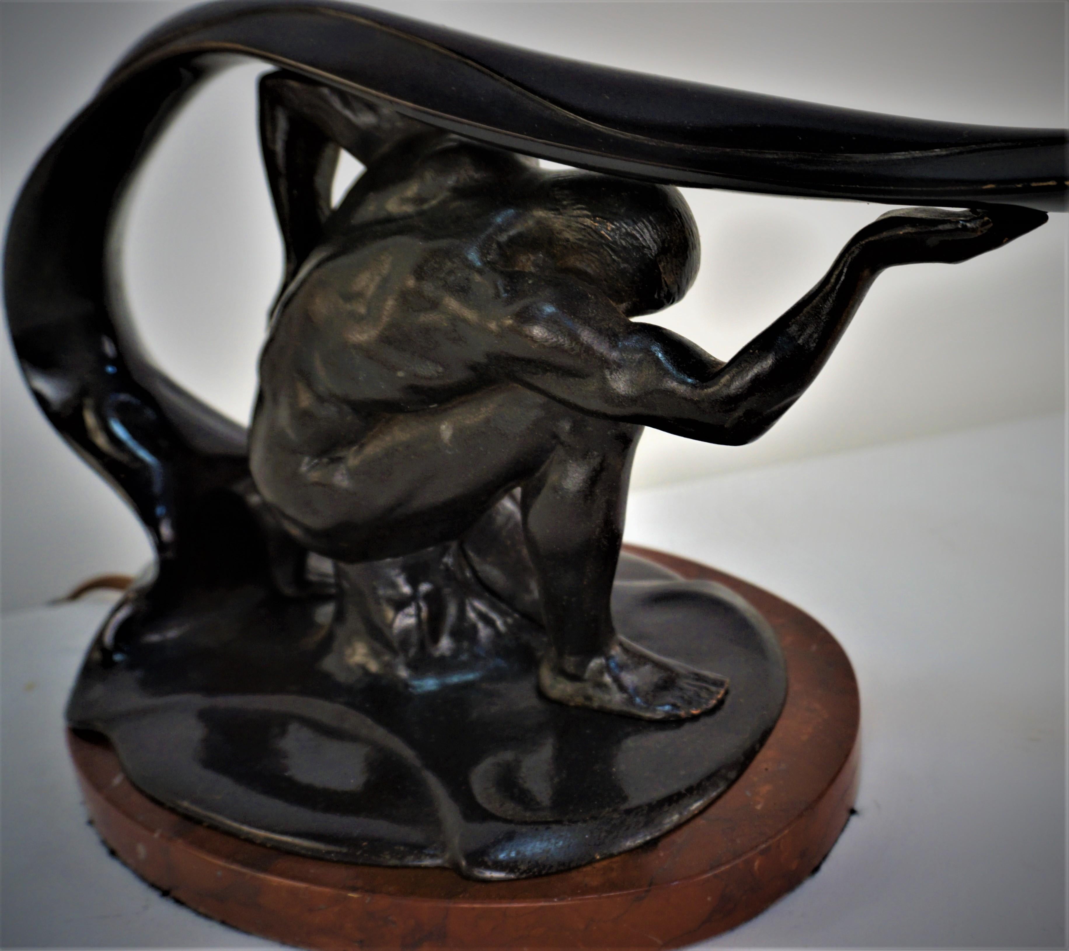 Französische Bronze-Kunstglas-K Klavier-/aufrechte Schreibtischlampe (Frühes 20. Jahrhundert) im Angebot