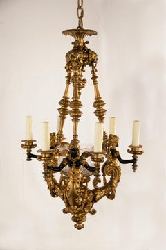 French Bronze Art Nouveau Chandelier