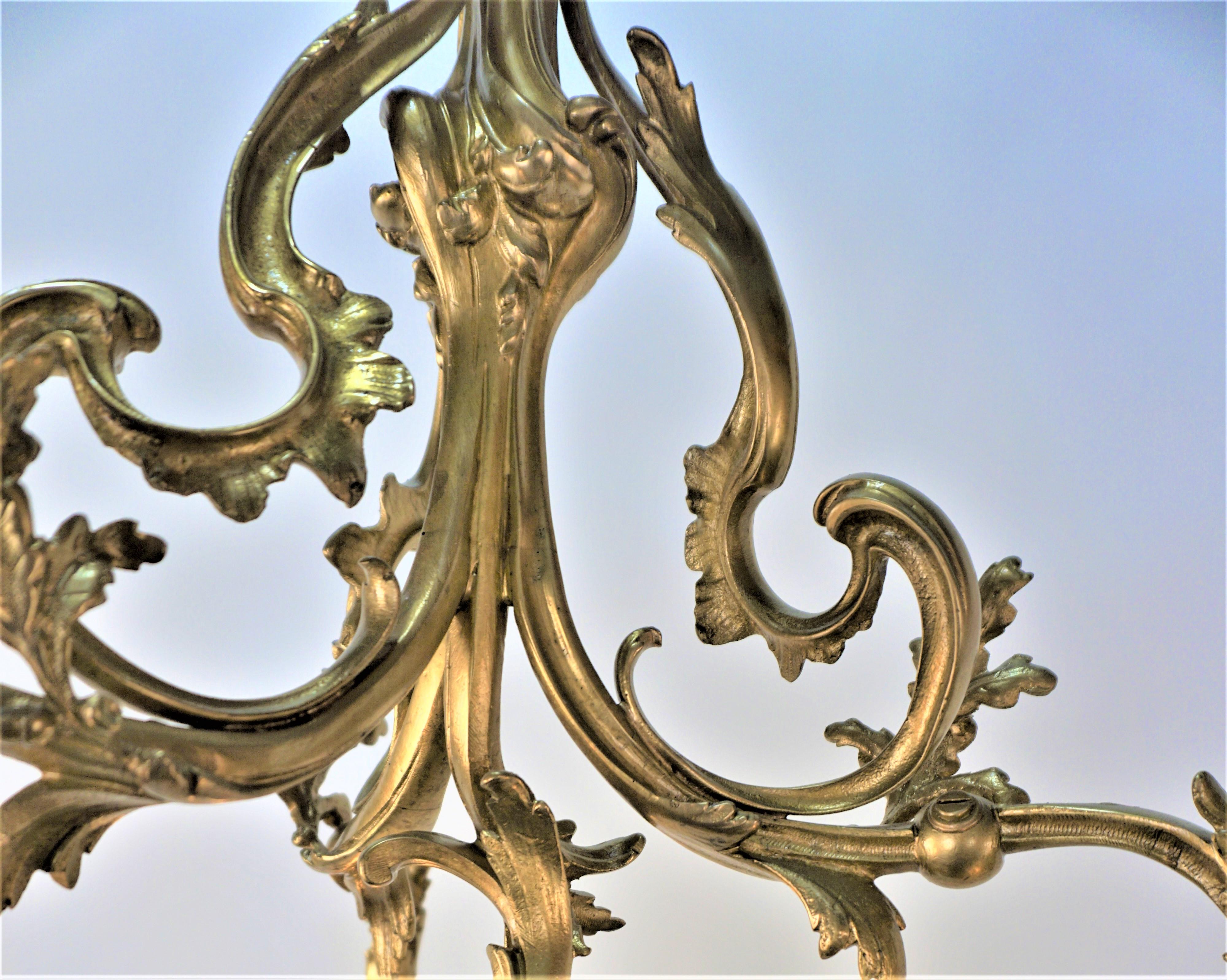 French Bronze Art Nouveau Chandelier For Sale 1