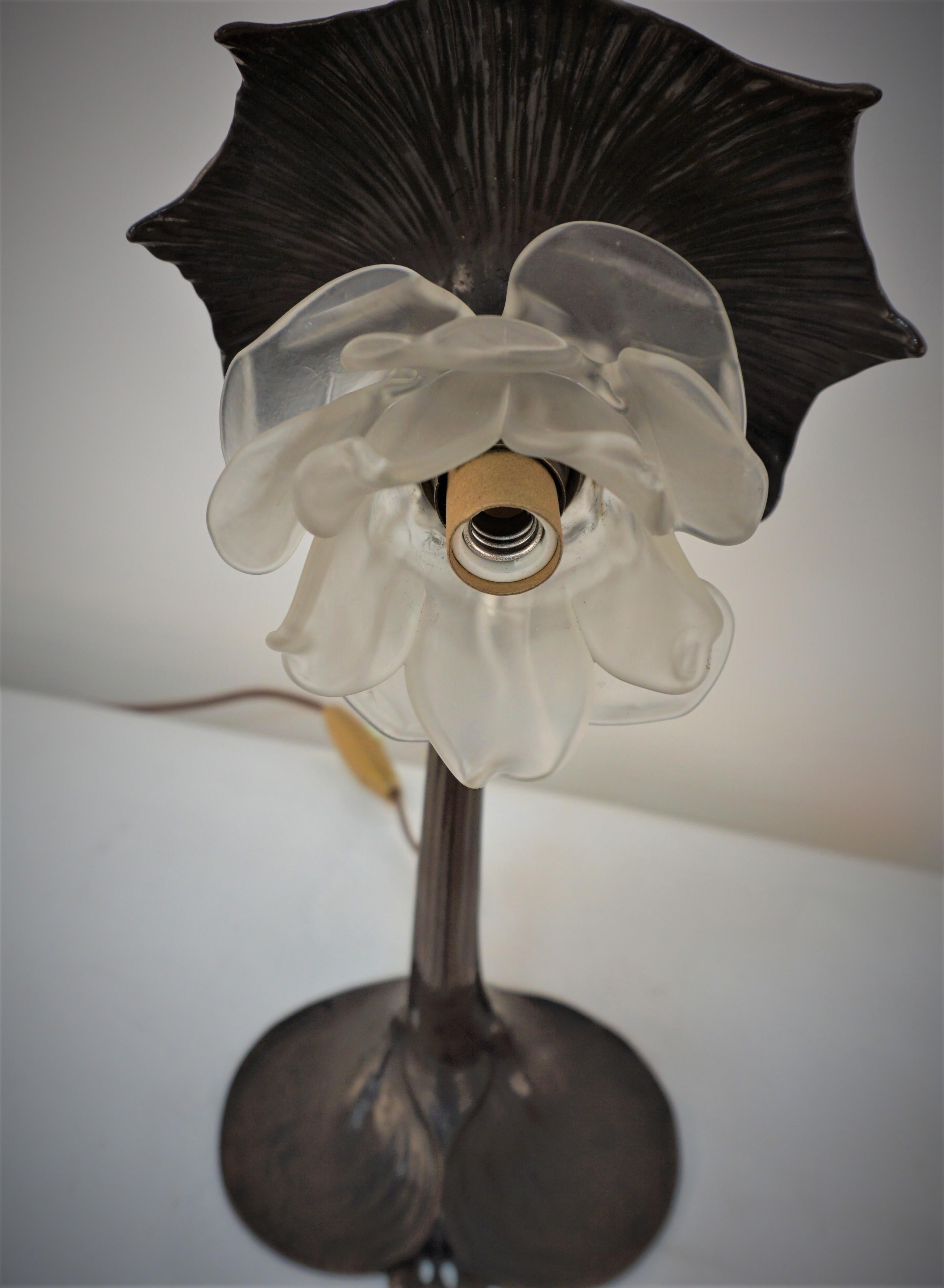 French Bronze Art Nouveau Table Lamp 6