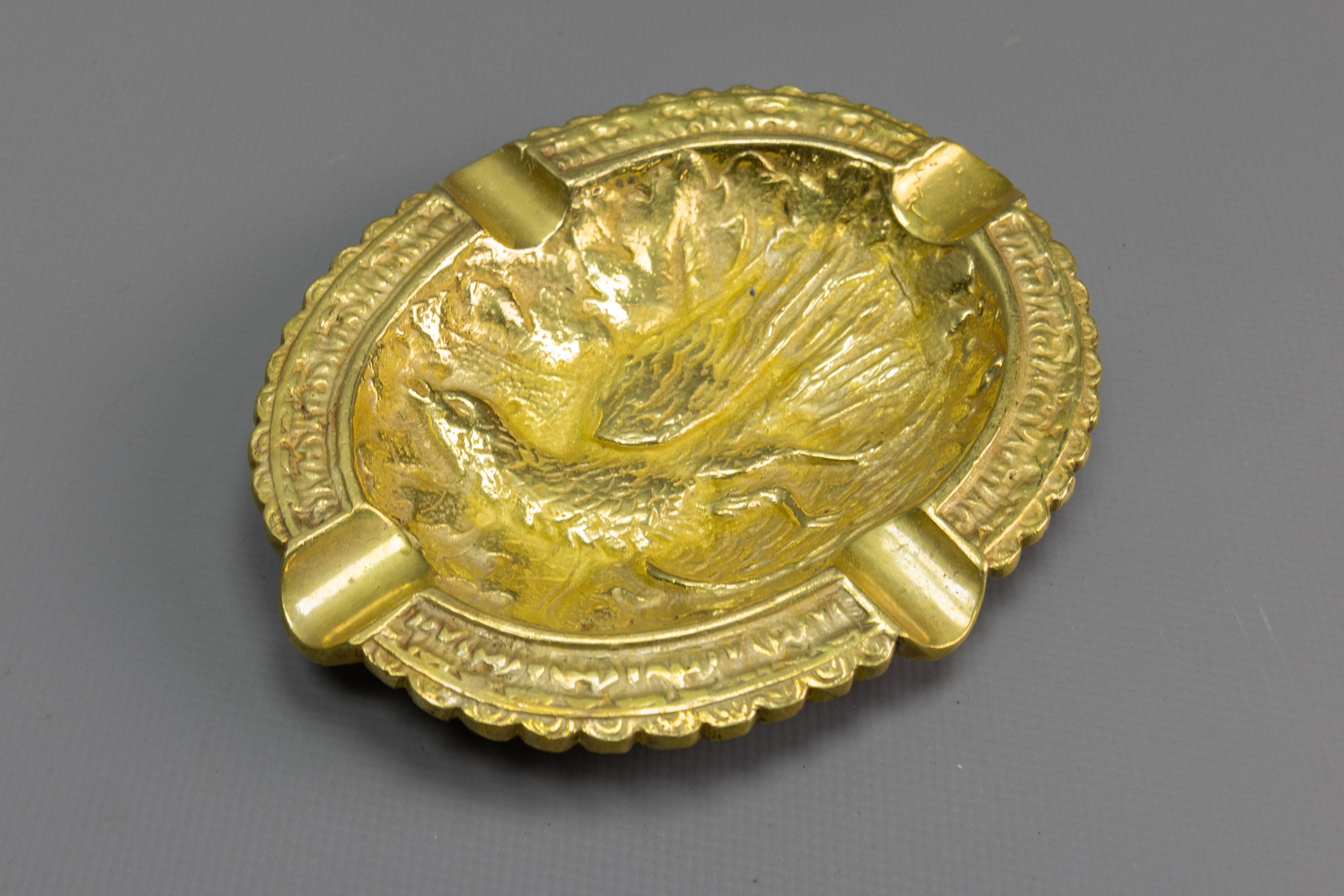 French Bronze Ashtray with Phoenix Bird Motif, 1950s in vendita 4
