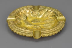 French Bronze Ashtray with Phoenix Bird Motif, 1950s