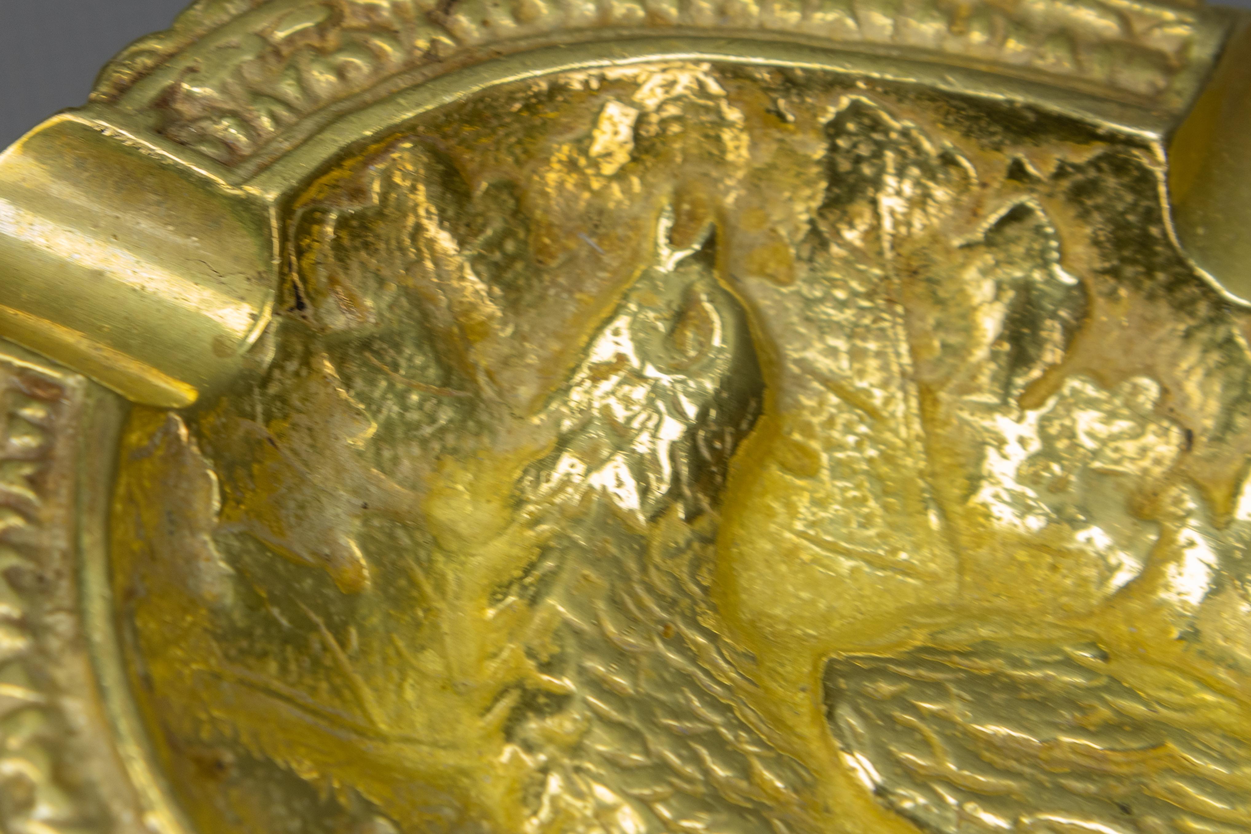 Francese French Bronze Ashtray with Phoenix Bird Motif, 1950s in vendita