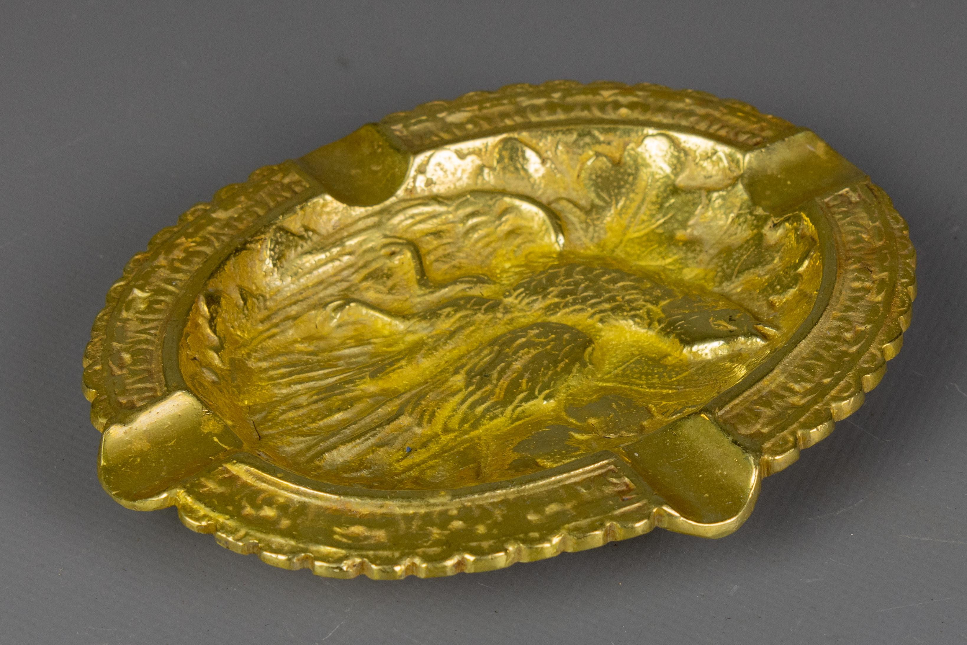 Metà XX secolo French Bronze Ashtray with Phoenix Bird Motif, 1950s in vendita