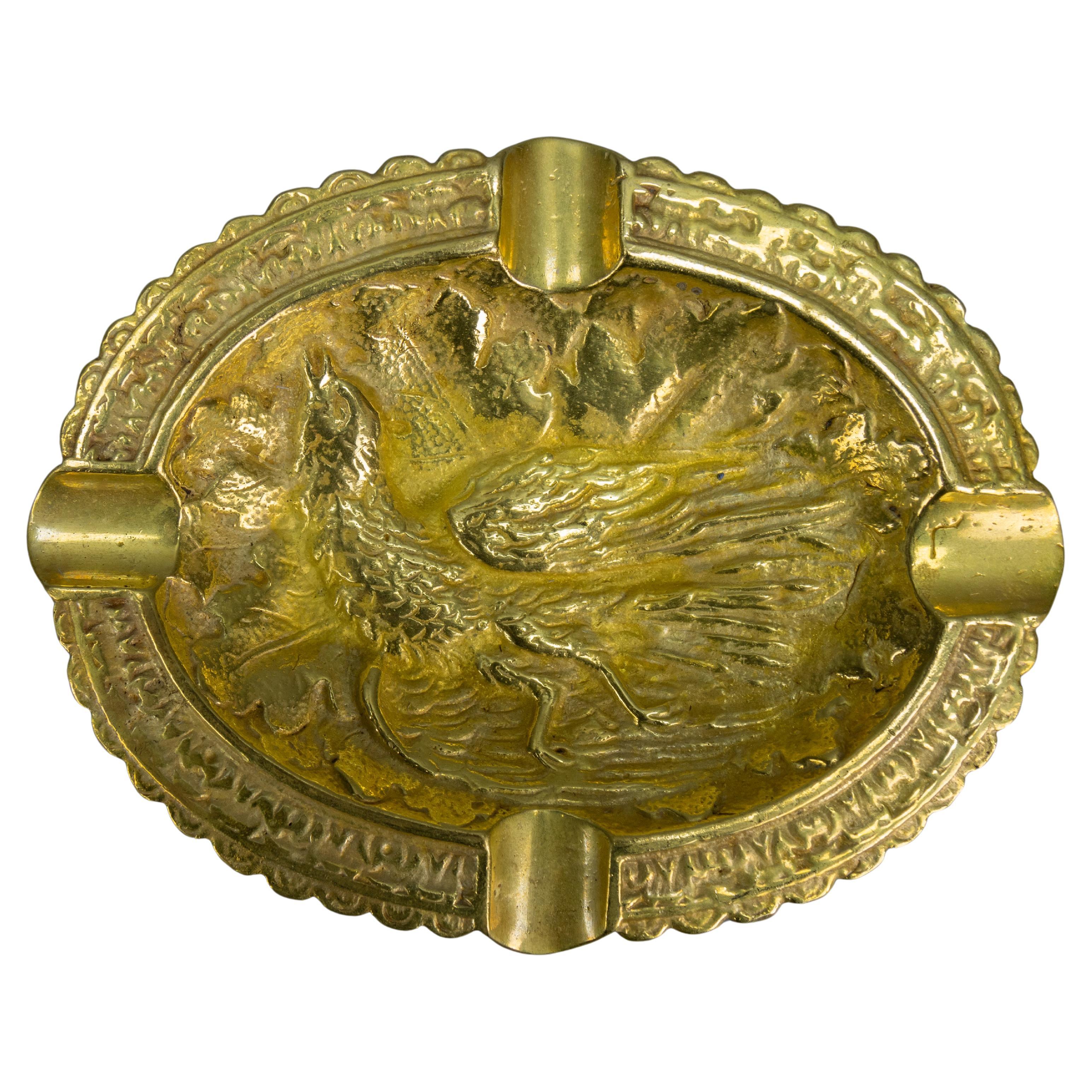 French Bronze Ashtray with Phoenix Bird Motif, 1950s in vendita