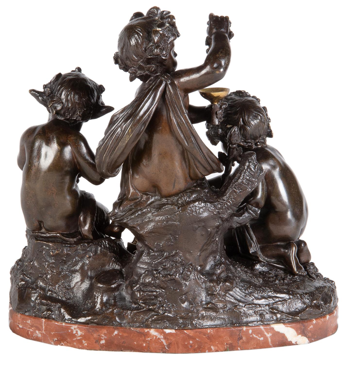 19th Century French Bronze Bacchus Group of Cherubs Playing, circa 1880