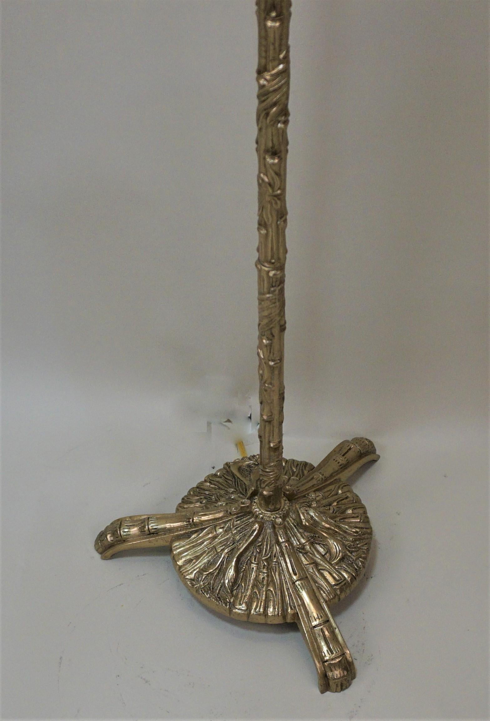Mid-20th Century French Bronze Baguès Style Faux Bamboo Design Floor Lamp
