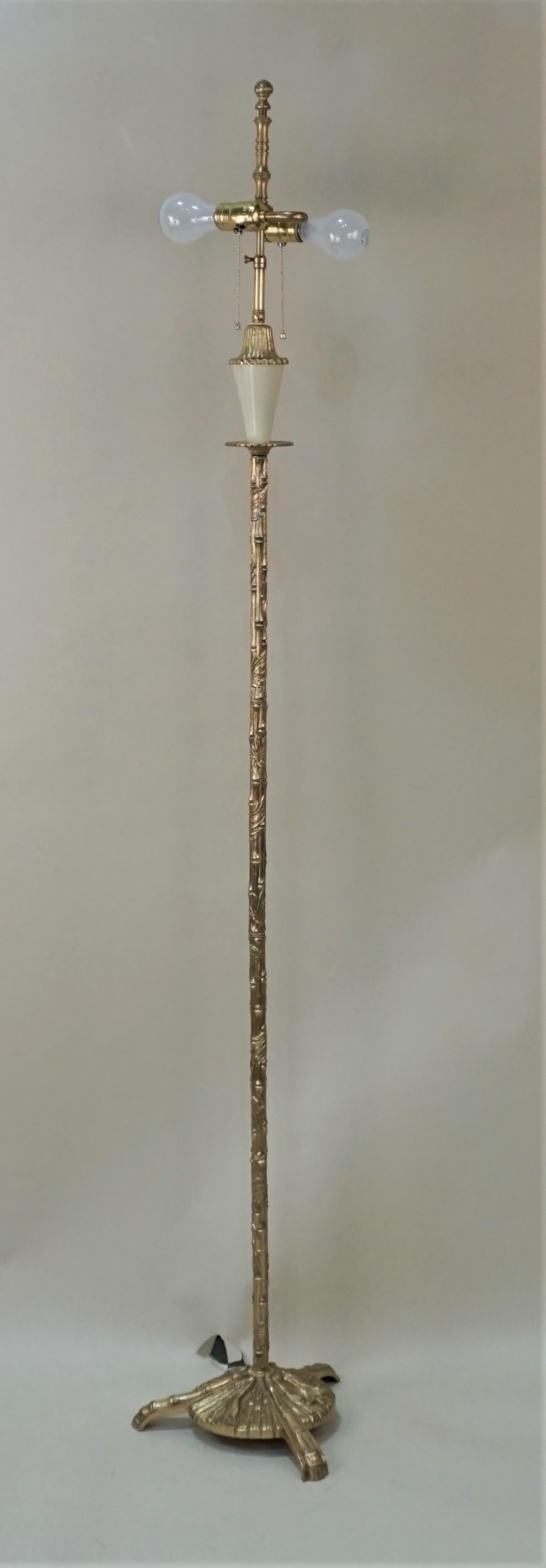 French Bronze Baguès Style Faux Bamboo Design Floor Lamp 2
