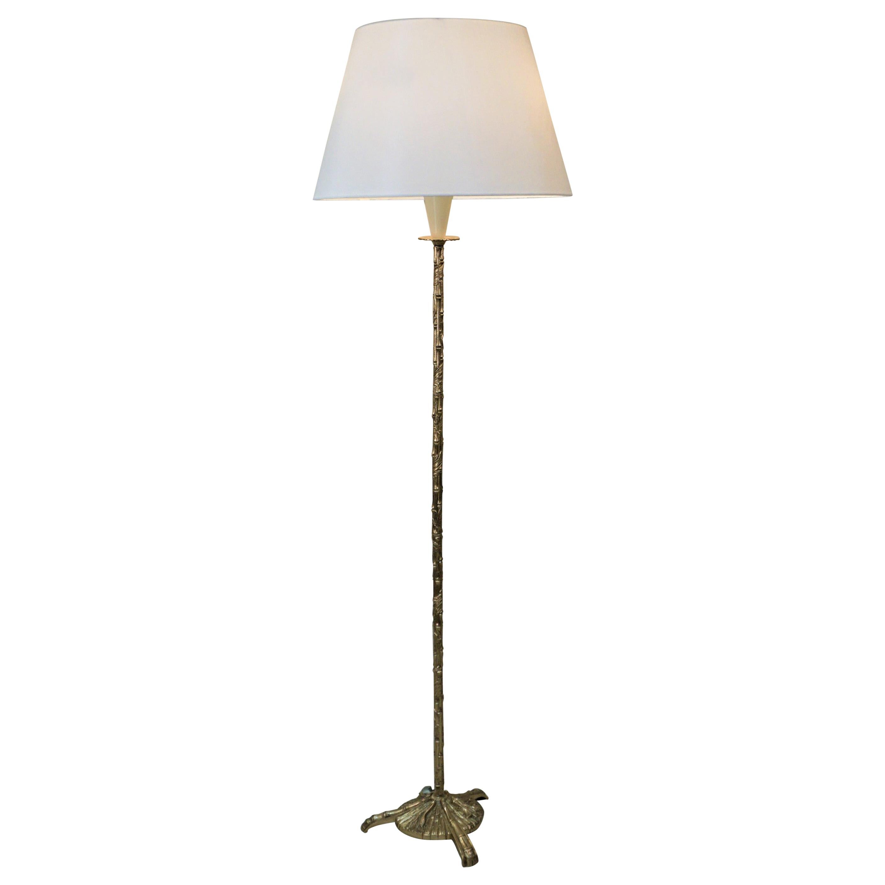 French Bronze Baguès Style Faux Bamboo Design Floor Lamp