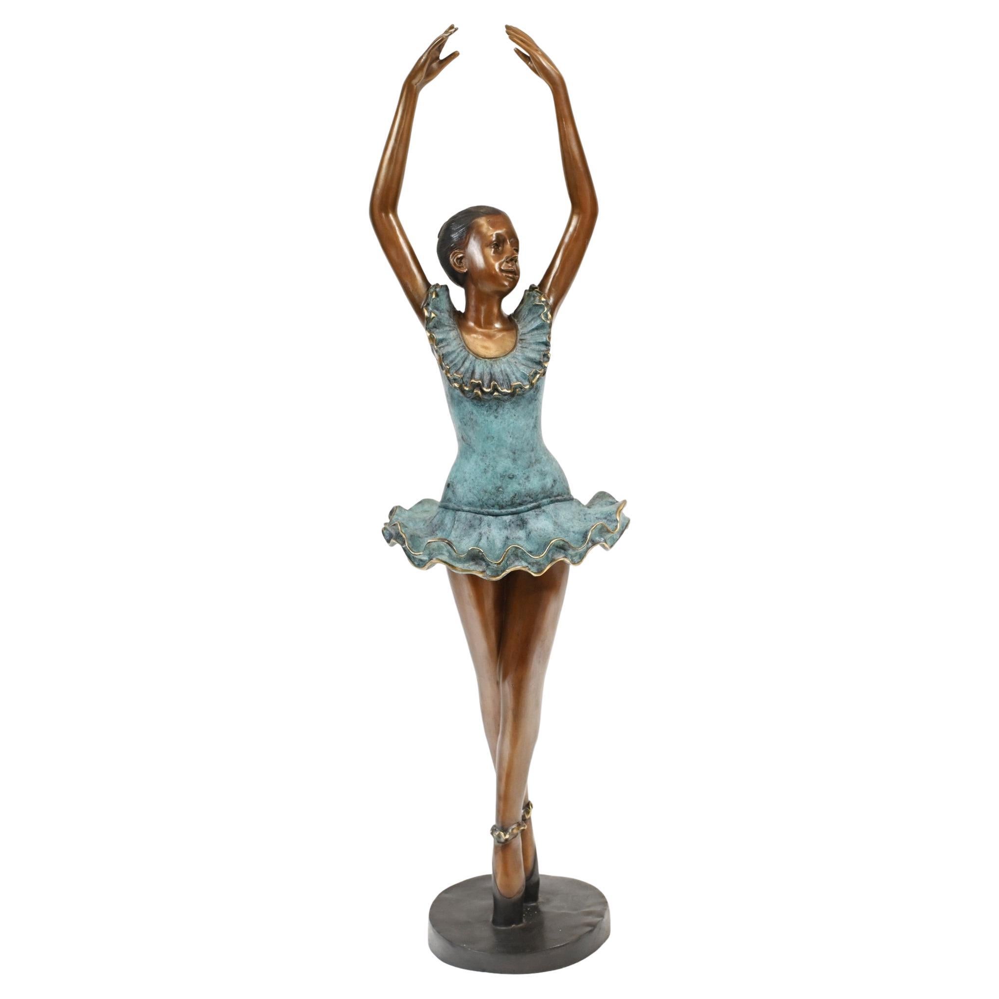 French Bronze Ballet Dancer Pirouette Figurine Ballerina For Sale
