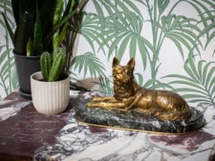 French Bronze Belgian Shepherd Dog Figure