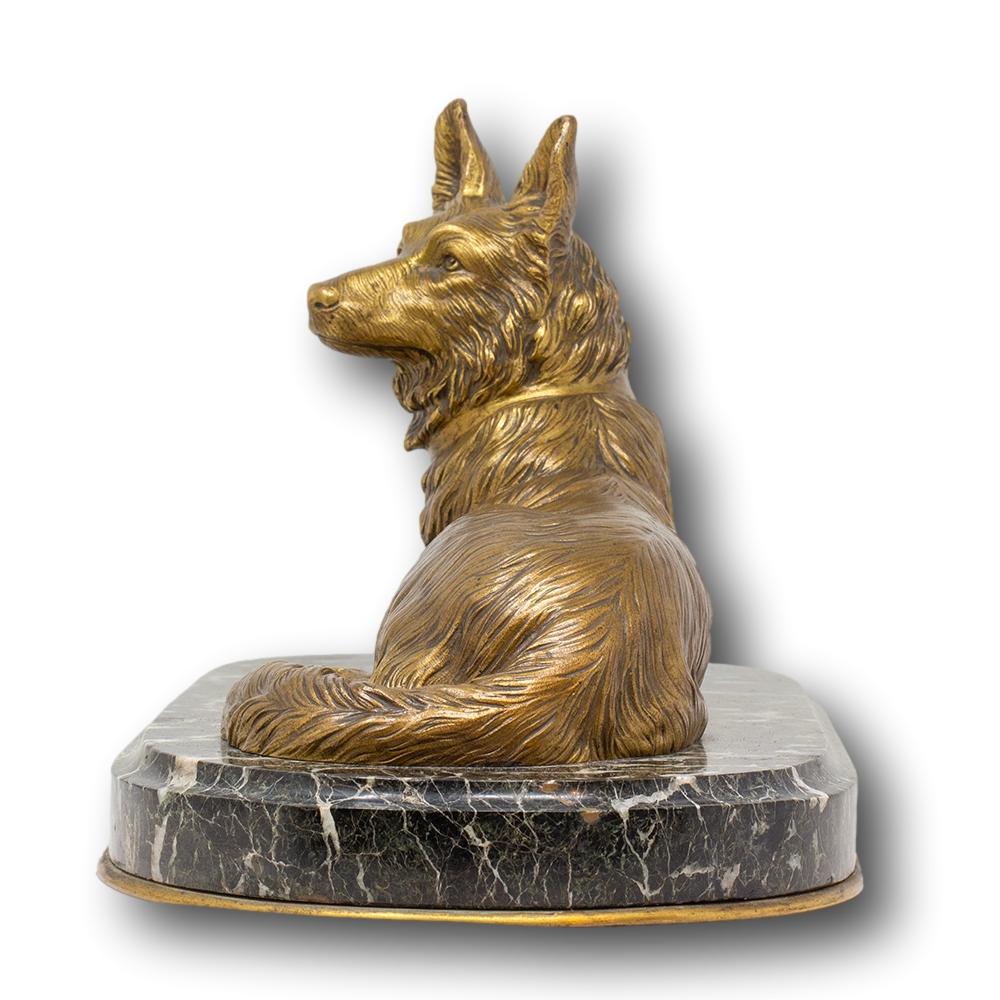 French Bronze Belgian Shepherd Dog Figure In Good Condition For Sale In Newark, England
