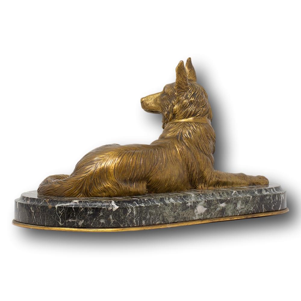 Französische belgische Hirte-Hundefigur aus Bronze (20. Jahrhundert) im Angebot