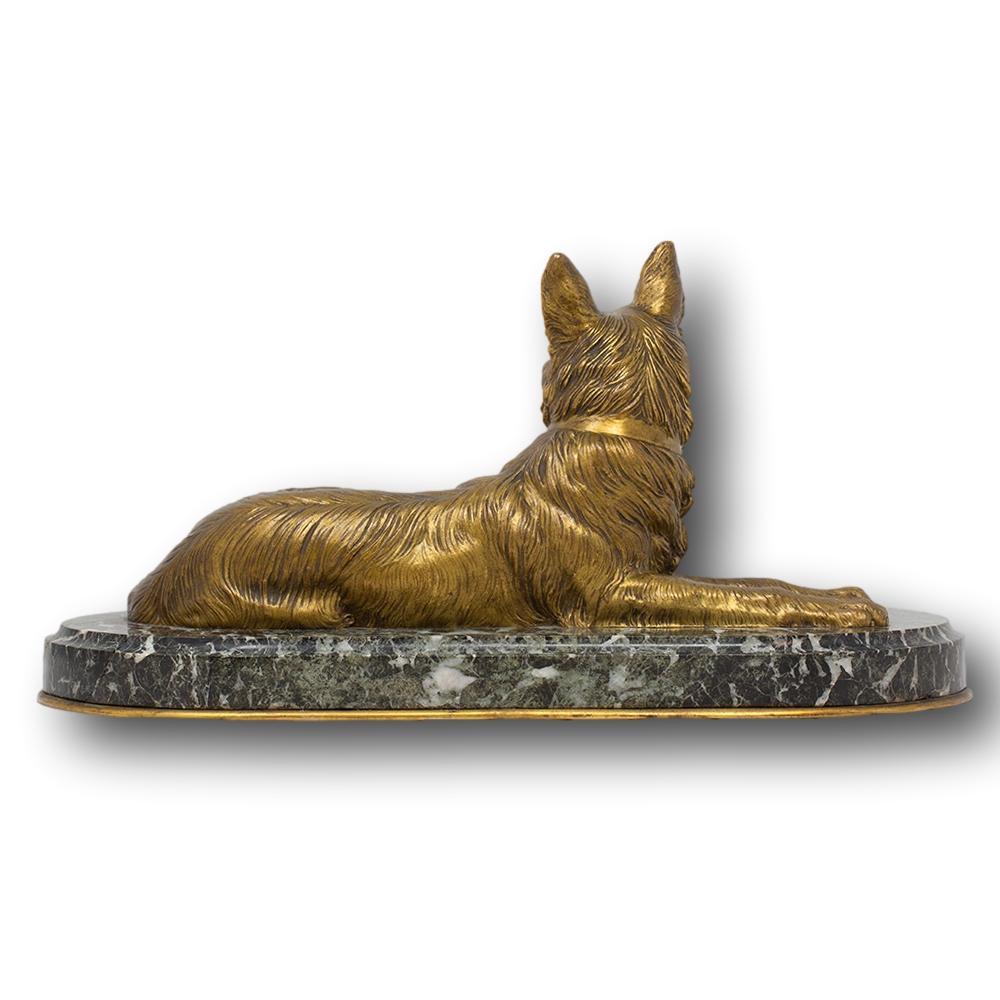 French Bronze Belgian Shepherd Dog Figure For Sale 1