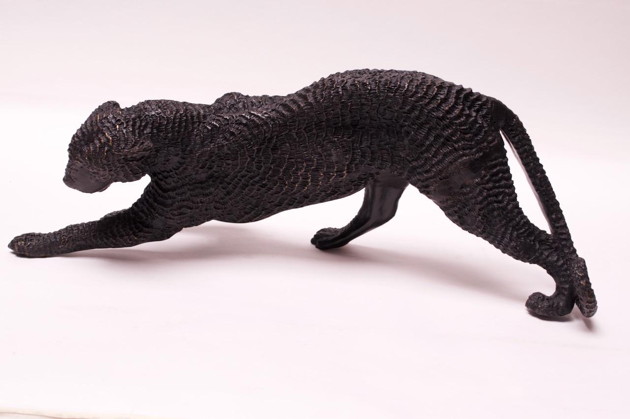 Französische schwarze Panther-Skulptur aus Bronze (Art déco) im Angebot