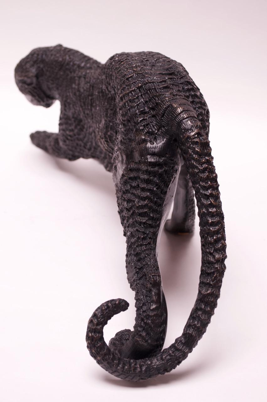 Französische schwarze Panther-Skulptur aus Bronze im Angebot 1