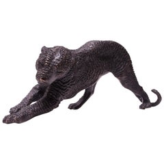 French Bronze Black Panther Sculpture