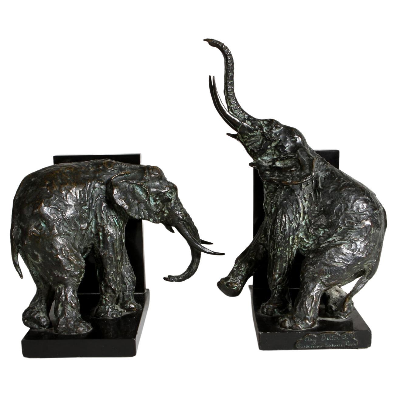 French Bronze Bookends by Ary Bitter For Sale