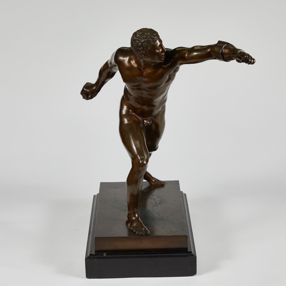 Carved French Bronze Borghese Gladiator, circa 1880 For Sale