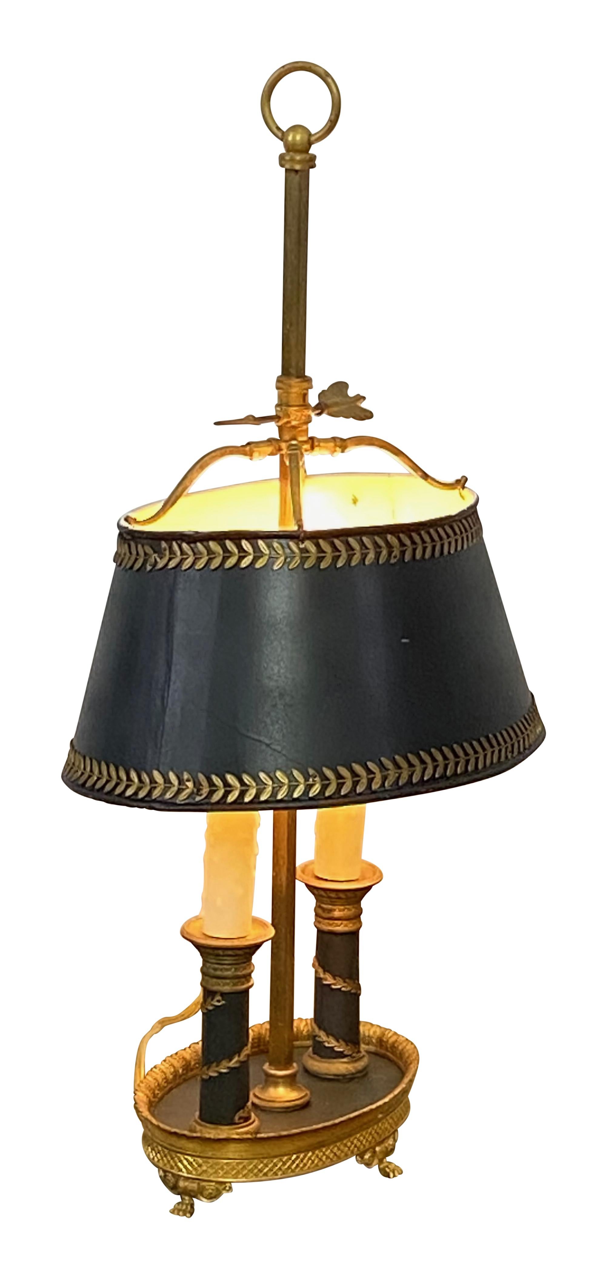 French Bronze Bouillotte Lamp, Early 20th Century In Good Condition In San Francisco, CA