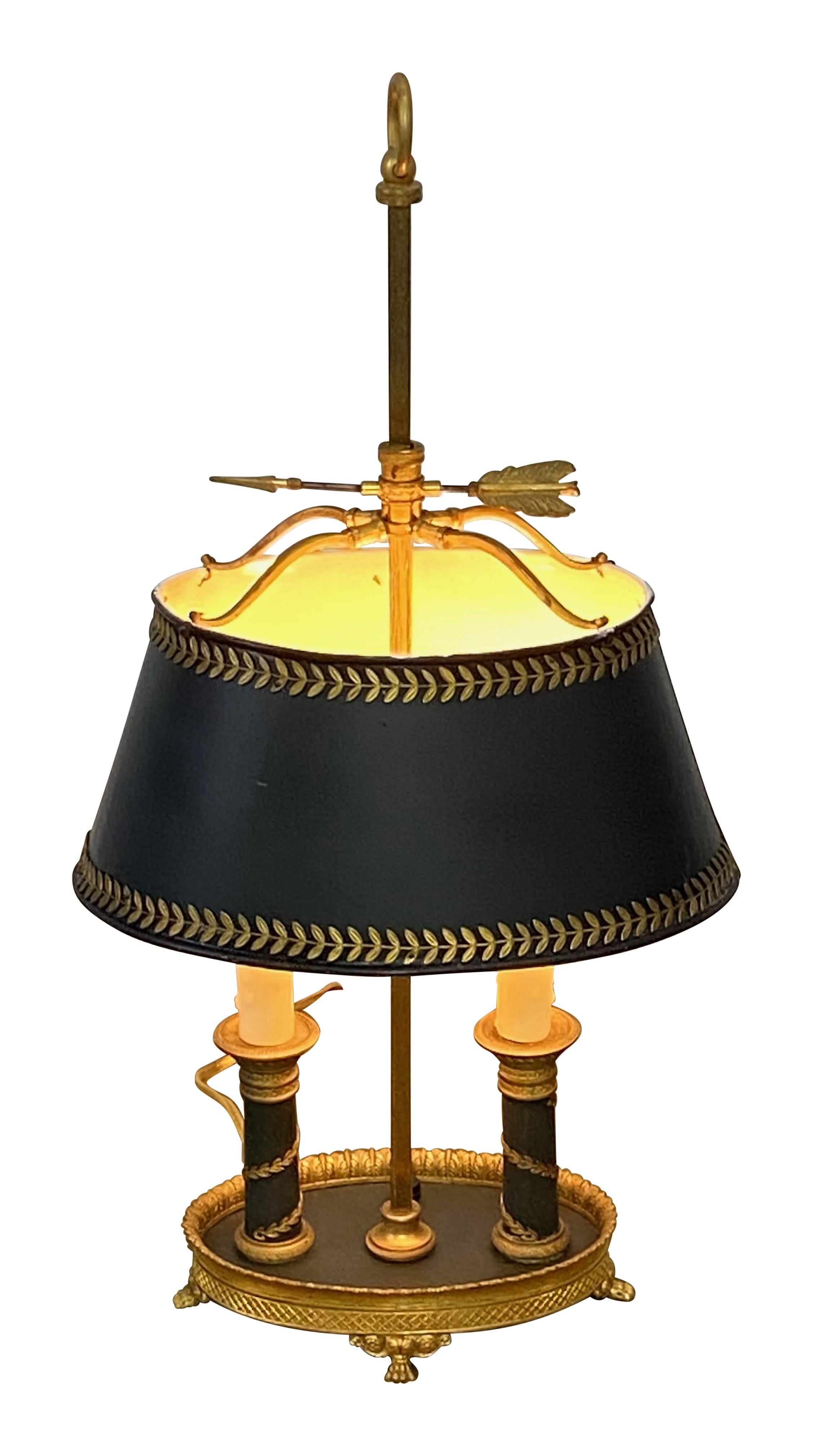 French Bronze Bouillotte Lamp, Early 20th Century 1