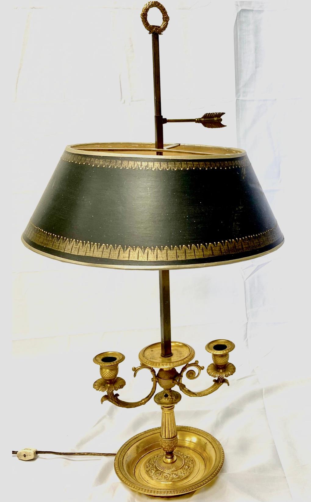 French Bronze Bouillotte Lamp In Good Condition For Sale In Bradenton, FL