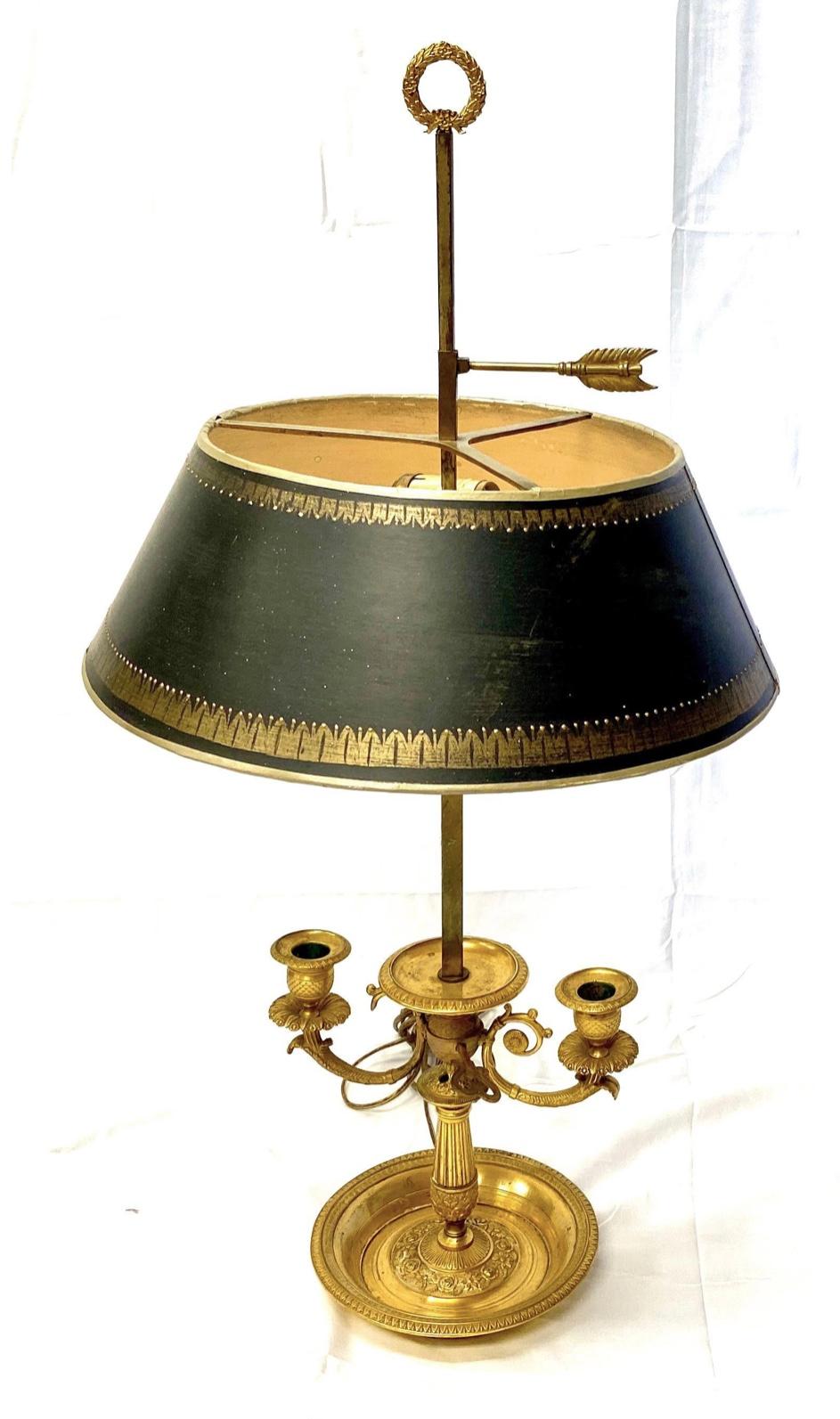 Lampe bouillotte française en bronze en vente 2