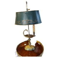 French Bronze Bouillotte Lamp with Eagle Motif. Tole Metal Shade