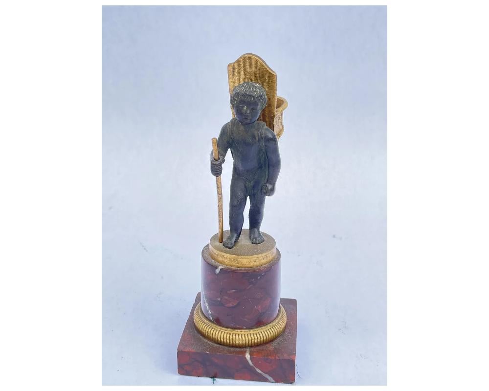French bronze boy Ormolu match holder rouge marble

Consistent with age and use please see the photos for condition 


 