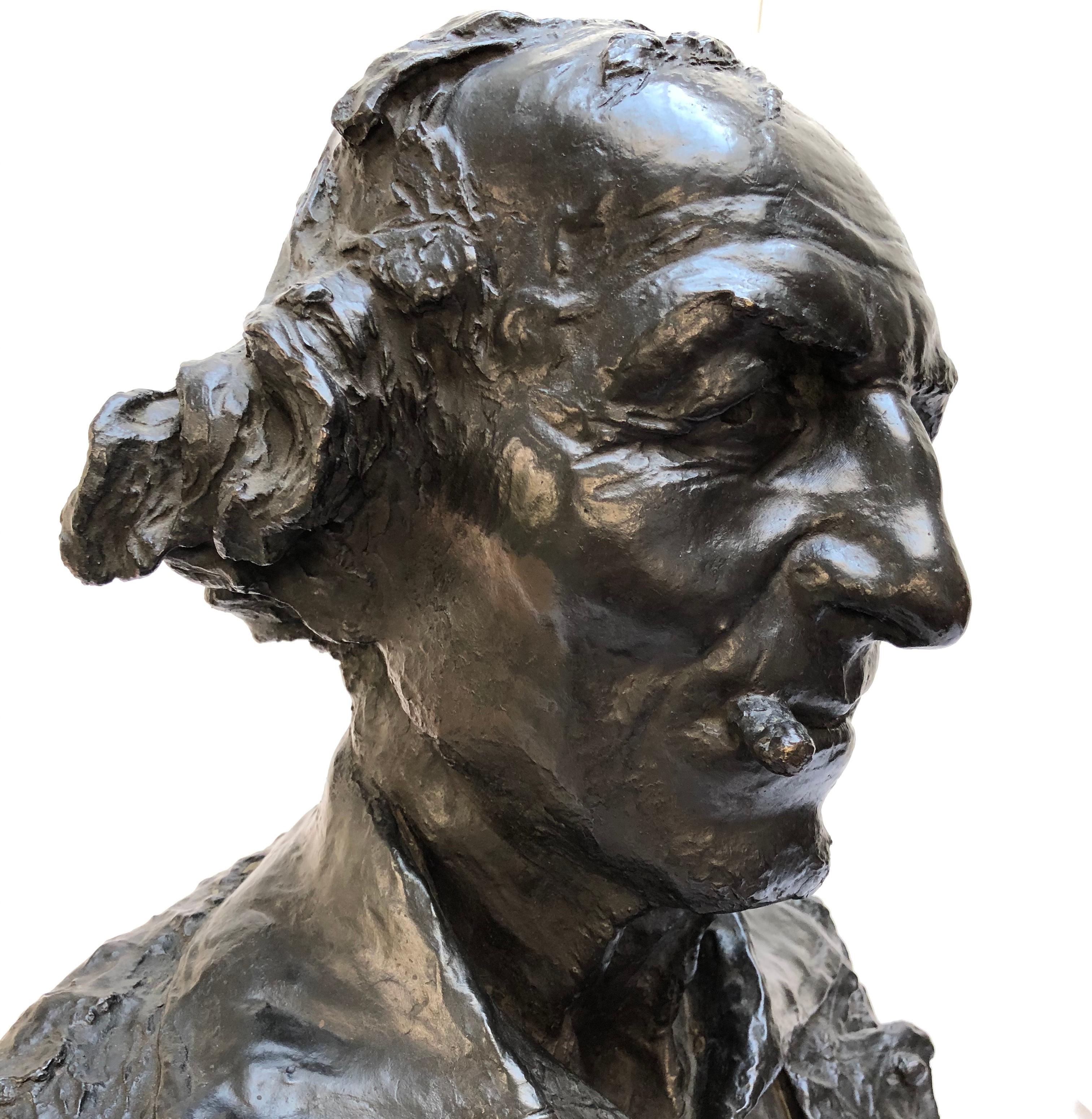 A French bronze bust by Jean-Baptiste Carpeaux, known as “Le Fumeur”, dated 1869
Signed to the back of the shoulder JB Carpeaux, 1869, raised on a Levanto Rosso red marble base
Measures: 55cm high, 31cm wide, 25cm deep
Provenance: Sotheby’s New