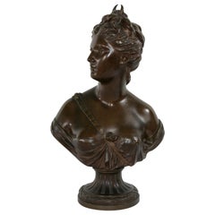 Buste de Diane en bronze d'après le sculpteur Houdon du XVIIIe siècle:: marqué Susse