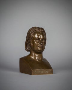 French Bronze Bust of Honoré de Balzac, by David Dangers, Dated 1844