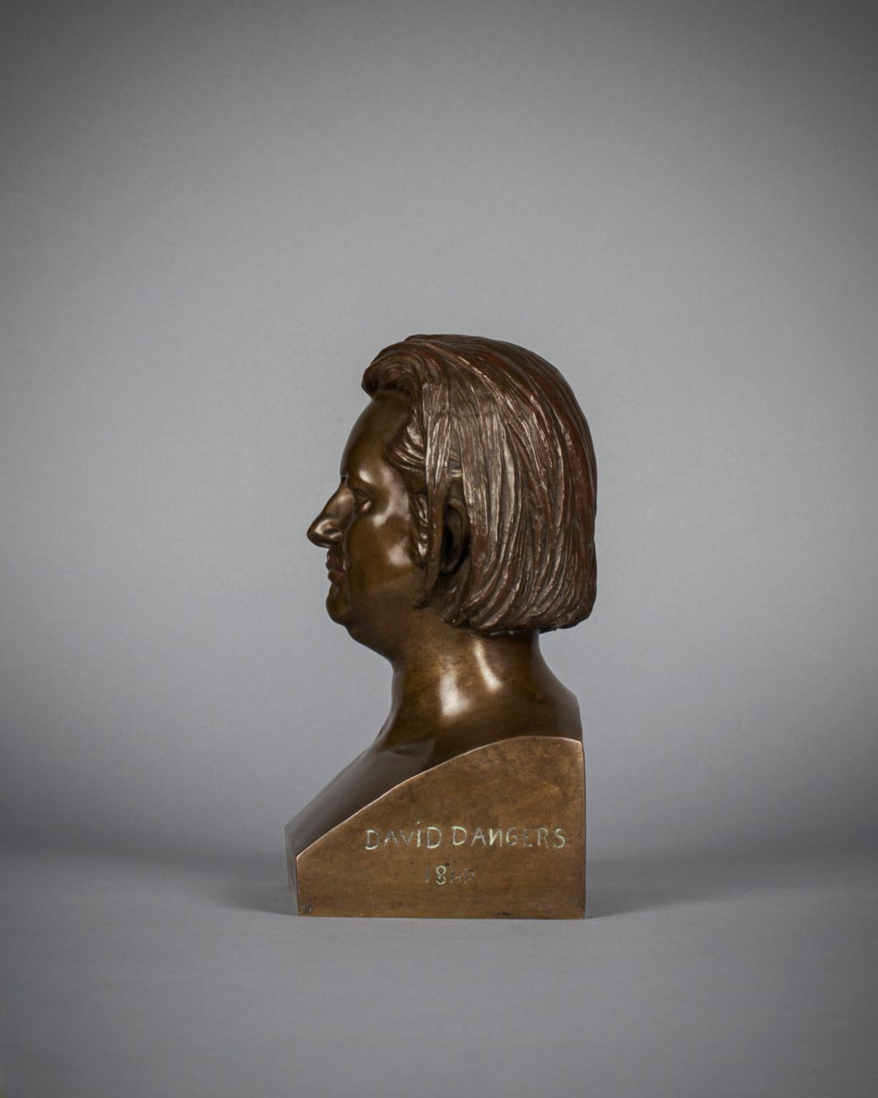Busto di bronzo francese di Honoré de Balzac, di David Dangers, datato 1844 In condizioni buone in vendita a New York, NY
