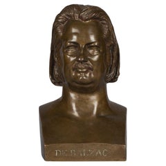 French Bronze Bust of Honoré de Balzac, by David Dangers, Dated 1844