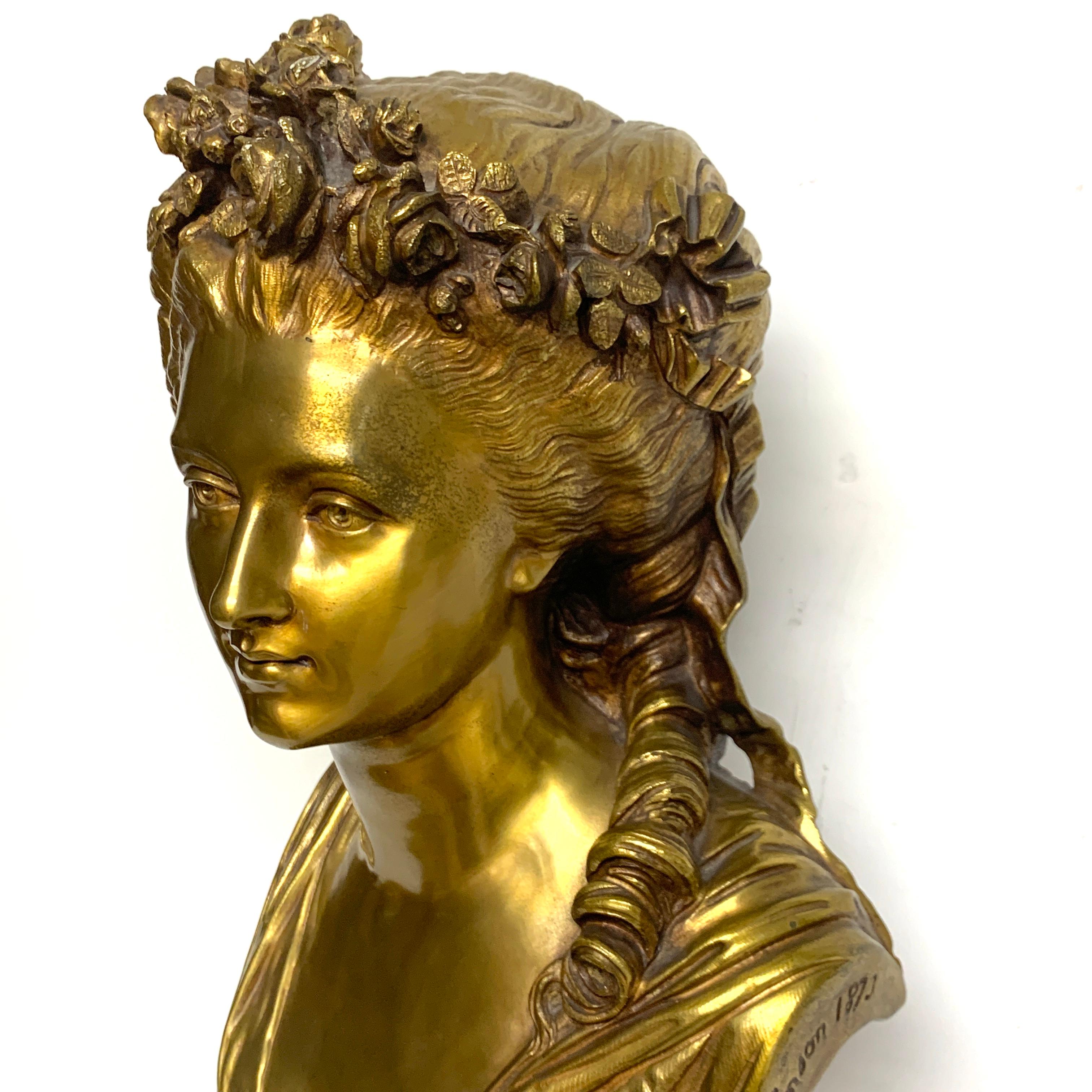 19th Century French Bronze Bust of Marie Antoinette by P. Baur & Jean Jules Salmson, 1873