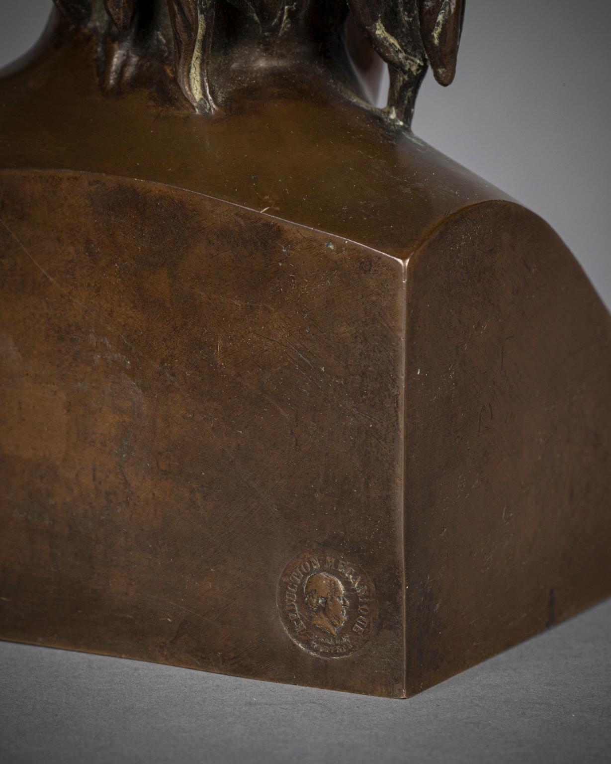 Metà XIX secolo Busto in bronzo francese di Pierre-Jean de Béranger, datato 1834 in vendita