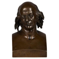 Französische Bronzebüste von Pierre-Jean de Béranger, datiert 1834