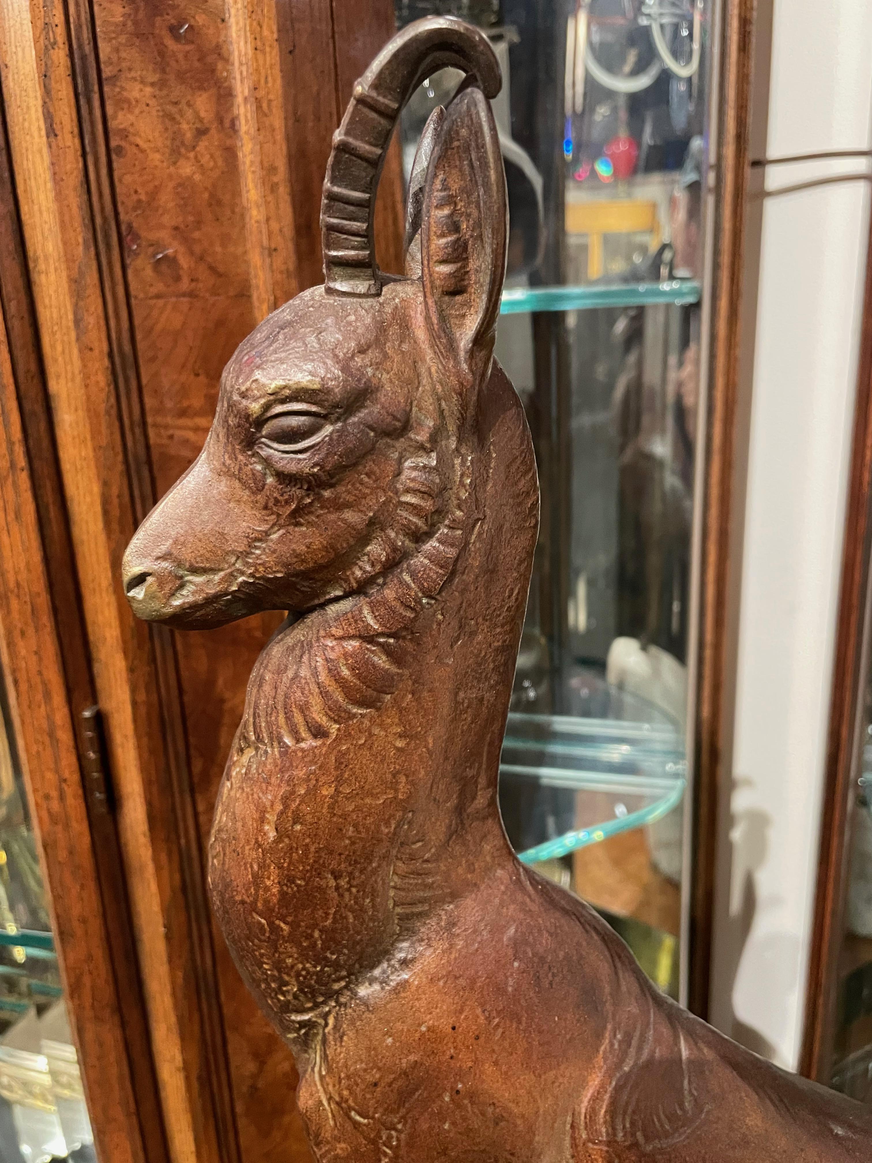 French Bronze by André Vincent Becquerel Sculpture of Ibex Rare In Good Condition For Sale In Oakland, CA