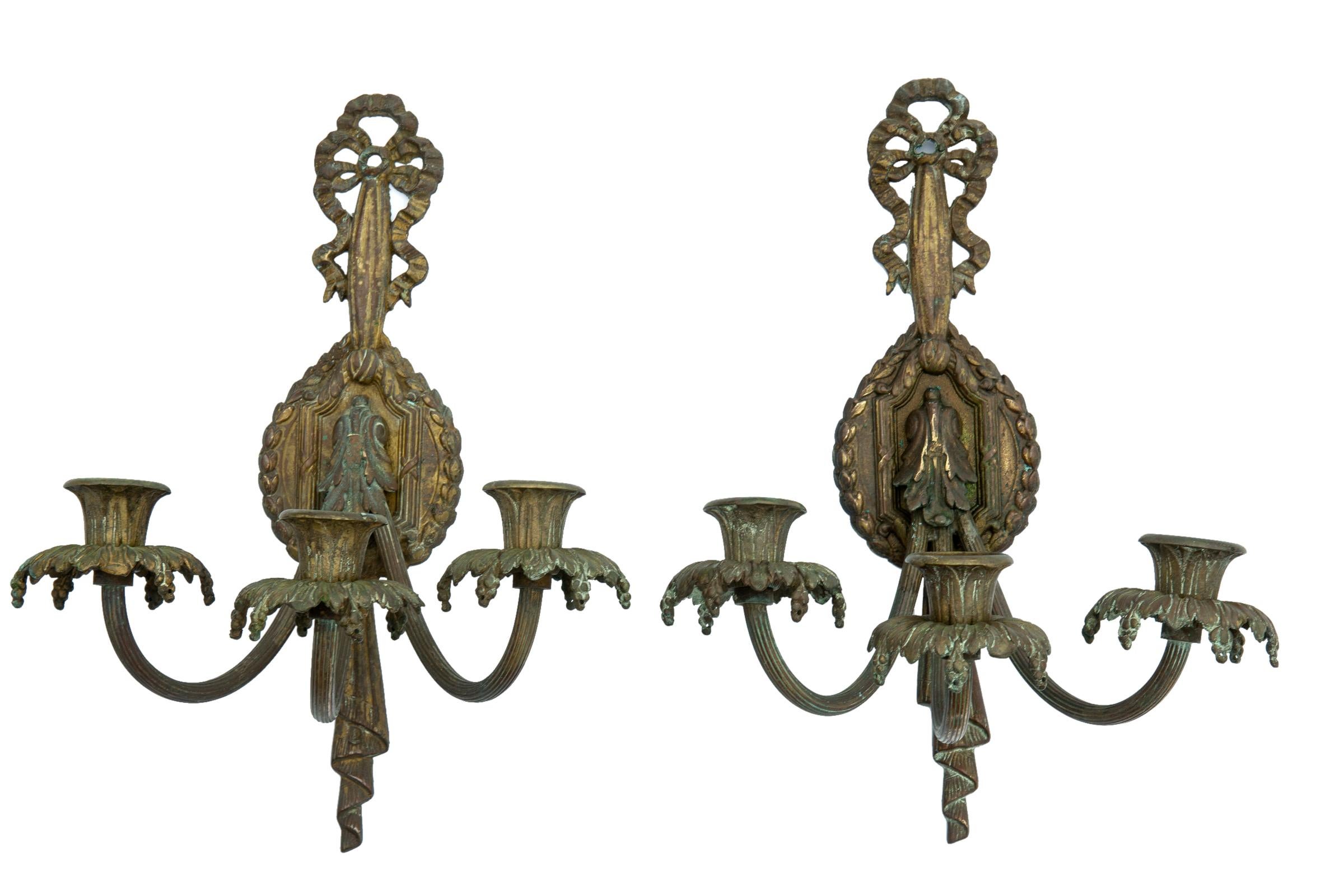 Louis XV French Bronze Candle Sconces, a Pair For Sale
