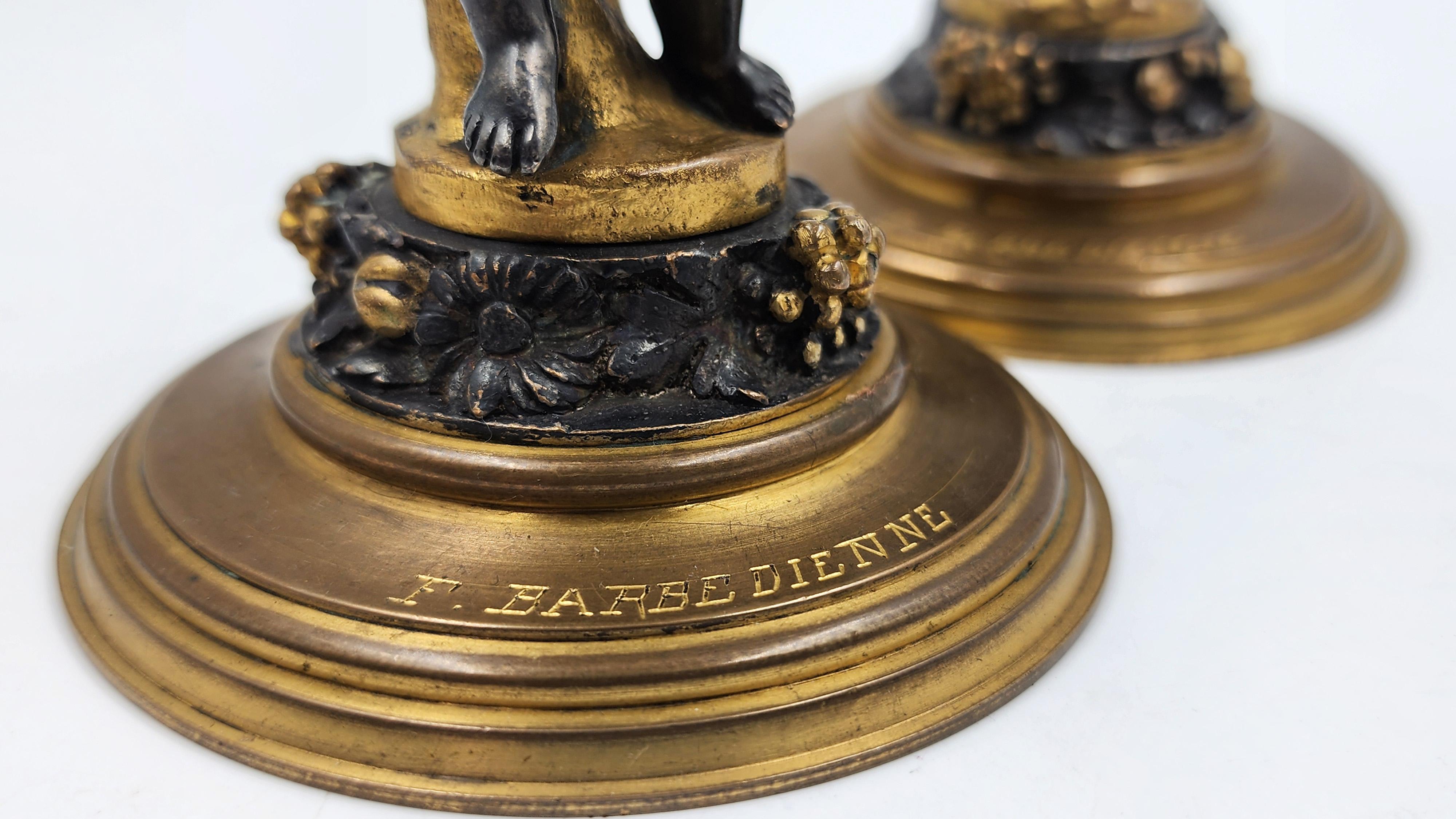 Candeleros franceses de bronce de Ferdinand Barbedienne Francés en venta