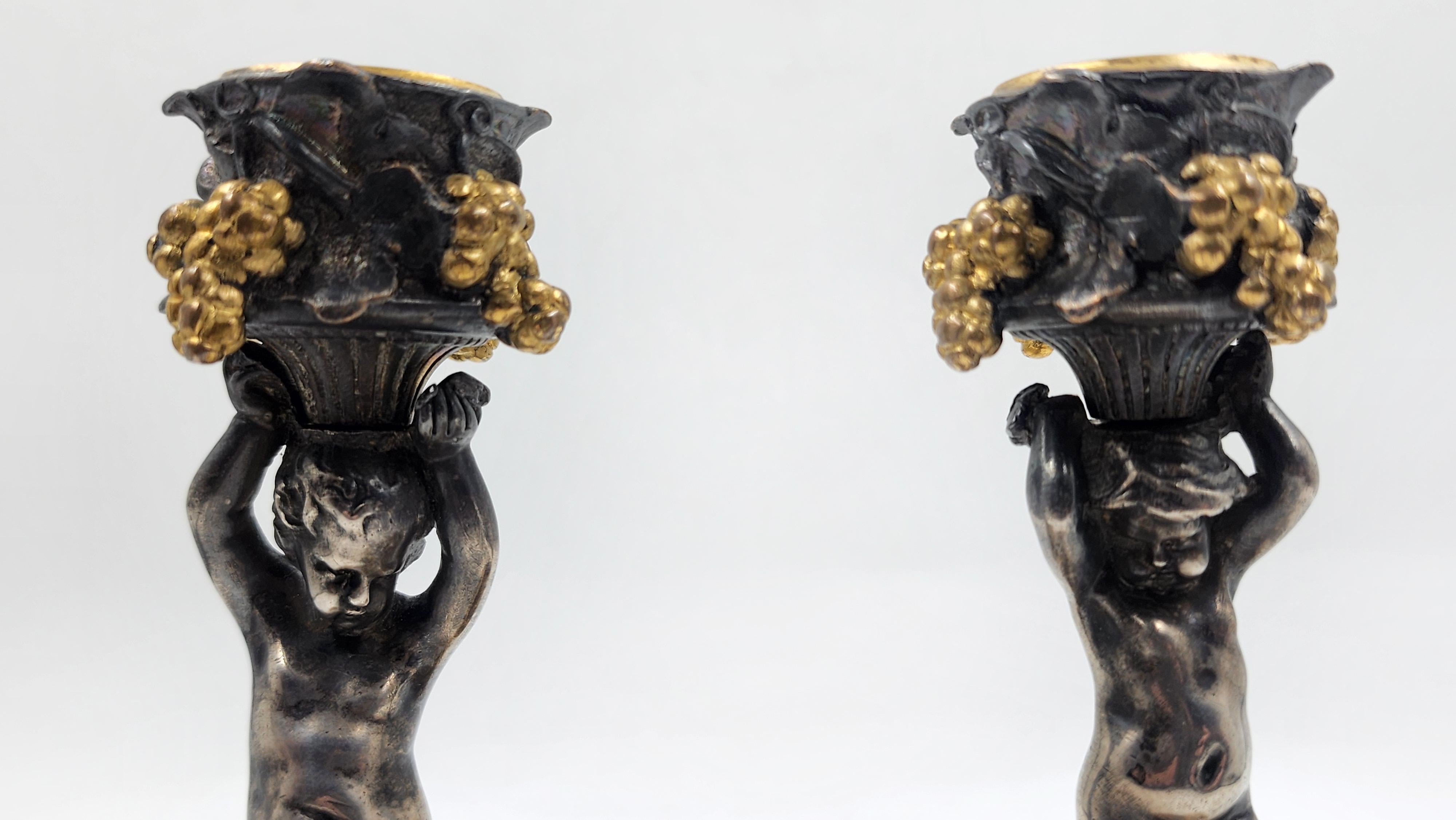 Candeleros franceses de bronce de Ferdinand Barbedienne Hecho a mano en venta